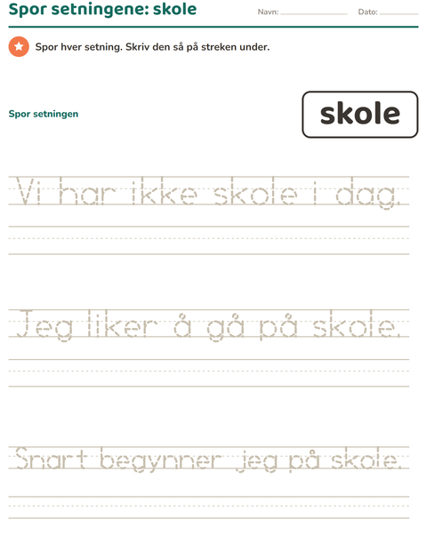 Forhåndsvisning av Høyfrekvente ord-arbeidsark for Barnehage (5-7 år)