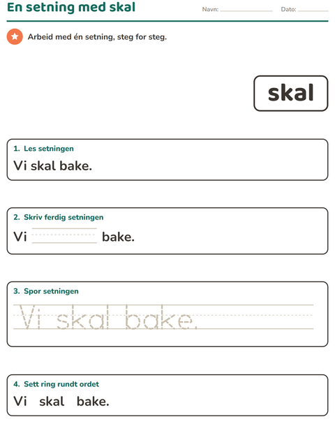 Forhåndsvisning av Høyfrekvente ord-arbeidsark for Barnehage (5-7 år)