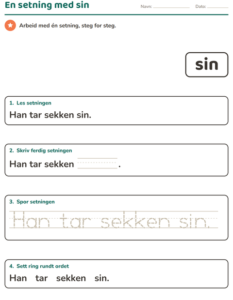 Forhåndsvisning av Høyfrekvente ord-arbeidsark for Barnehage (5-7 år)