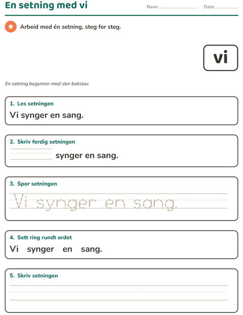 Forhåndsvisning av Høyfrekvente ord-arbeidsark for Barnehage (5-7 år)