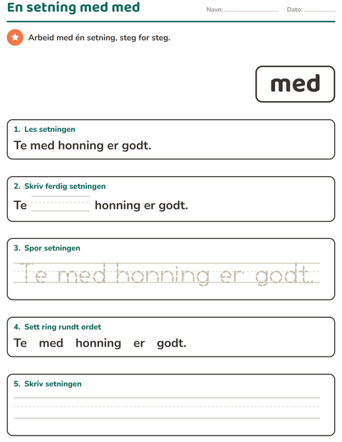 Forhåndsvisning av Høyfrekvente ord-arbeidsark for Barnehage (5-7 år)