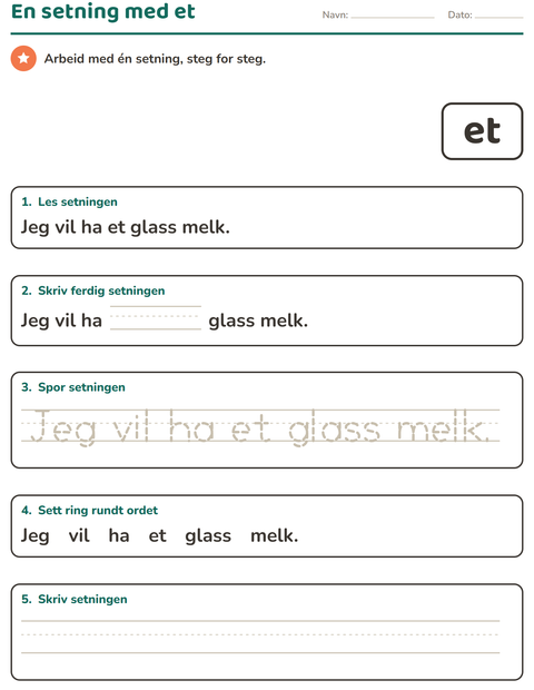 Forhåndsvisning av Høyfrekvente ord-arbeidsark for Barnehage (5-7 år)