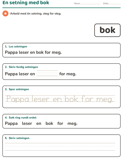 Forhåndsvisning av Høyfrekvente ord-arbeidsark for Barnehage (5-7 år)
