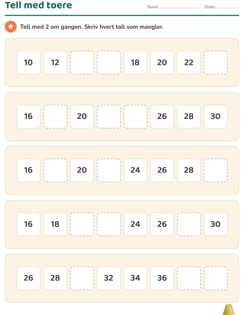 Hundrerutenett på 2. trinn – fyll ut, hopptell og 10 mer eller mindre — 4
