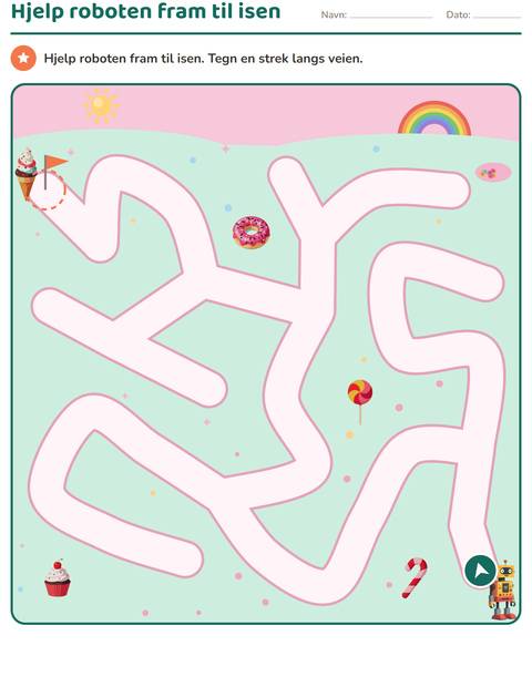 Forhåndsvisning av Labyrintoppgaver-arbeidsark for Barnehage (5-7 år)