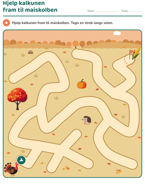 Forhåndsvisning av Labyrintoppgaver-arbeidsark for Barnehage (5-7 år)
