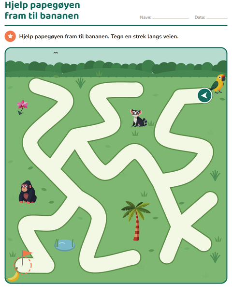 Forhåndsvisning av Labyrintoppgaver-arbeidsark for Barnehage (5-7 år)
