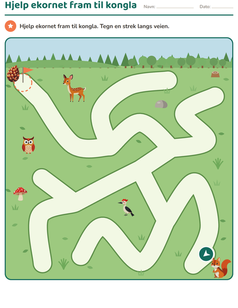 Forhåndsvisning av Labyrintoppgaver-arbeidsark for Barnehage (5-7 år)