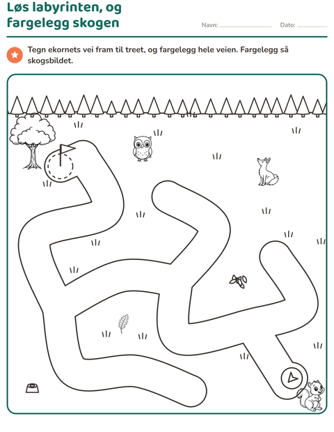 Forhåndsvisning av Labyrintoppgaver-arbeidsark for Barnehage (5-7 år)