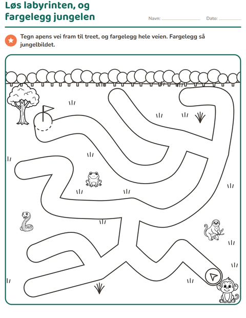 Forhåndsvisning av Labyrintoppgaver-arbeidsark for Barnehage (5-7 år)
