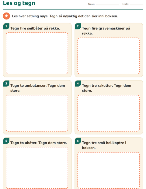 Forhåndsvisning av Les og tegn: Tegn nøyaktig det setningen sier