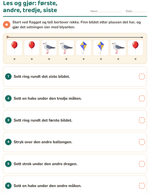 Forhåndsvisning av Les og gjør-arbeidsark med Ting som flyr for 1. trinn