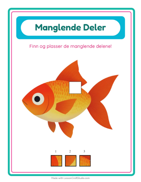 Forhåndsvisning av Manglende Brikker-arbeidsark med Kjæledyr for Barnehage (5-7 år)