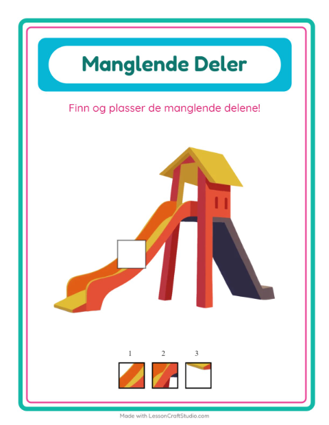 Forhåndsvisning av Manglende Brikker-arbeidsark med Leker for Barnehage (5-7 år)