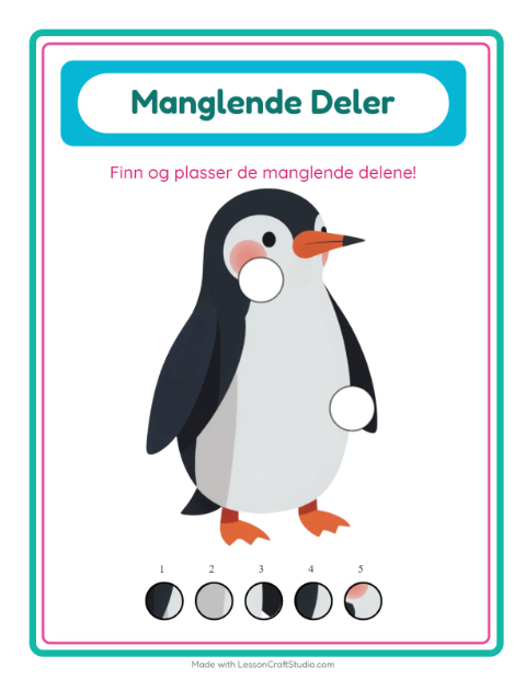 Forhåndsvisning av Manglende Brikker-arbeidsark med Fugler 2 for Barnehage (5-7 år)