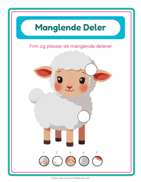 Forhåndsvisning av Manglende Brikker-arbeidsark med Vår for Barnehage (5-7 år)