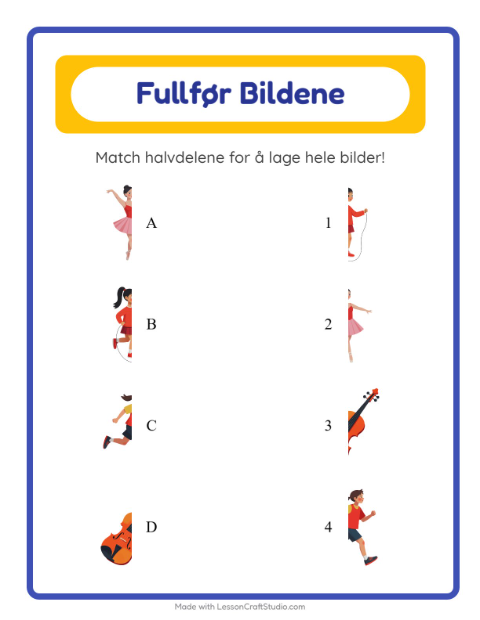 Forhåndsvisning av Match Skygger-arbeidsark med Aktiviteter for Barnehage (5-7 år)