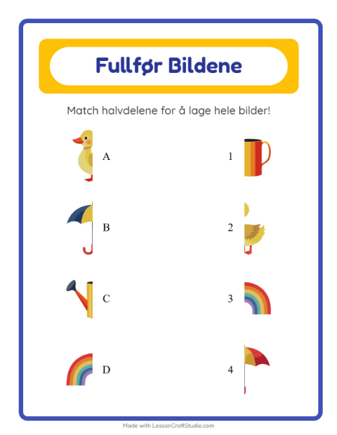 Forhåndsvisning av Match Skygger-arbeidsark med Vår for Barnehage (5-7 år)