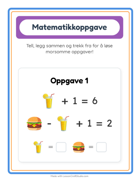 Forhåndsvisning av Matteark-arbeidsark med 4. juli for Barnehage (5-7 år)