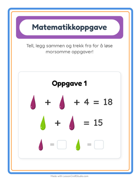 Forhåndsvisning av Matteark-arbeidsark med Farger for Barnehage (5-7 år)