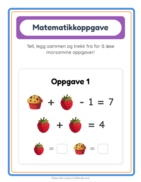 Forhåndsvisning av Matteark-arbeidsark med I supermarkedet for Barnehage (5-7 år)