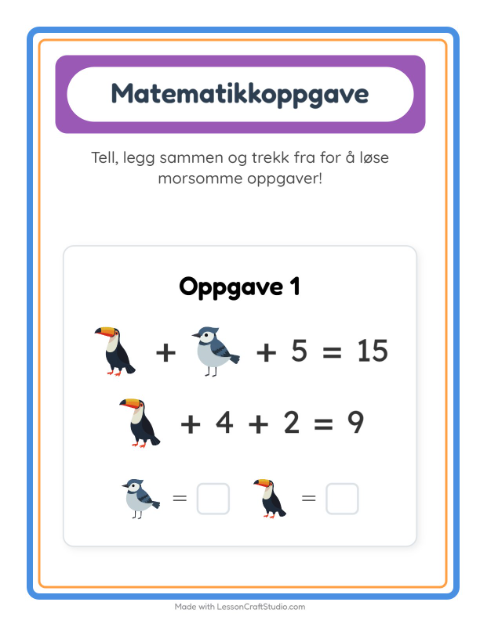 Forhåndsvisning av Matteark-arbeidsark med Ting som flyr for Barnehage (5-7 år)