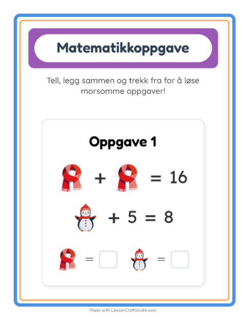 Forhåndsvisning av Matteark-arbeidsark med Vær for Barnehage (5-7 år)