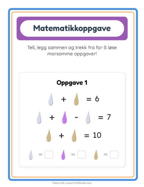 Forhåndsvisning av Matteark-arbeidsark med Farger for Barnehage (5-7 år)