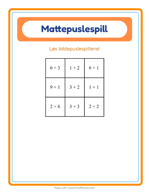 Forhåndsvisning av Mattepuslespill-arbeidsark med Kroppsdeler for 1. trinn