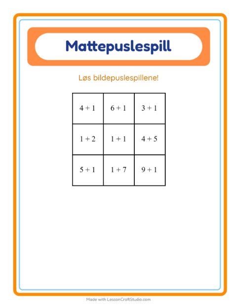 Forhåndsvisning av Mattepuslespill-arbeidsark med Postkontor for 1. trinn