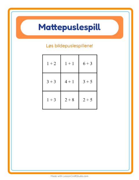 Forhåndsvisning av Mattepuslespill-arbeidsark med Yrker for 1. trinn