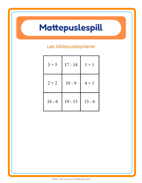 Forhåndsvisning av Mattepuslespill-arbeidsark med Desserter og godteri for 1. trinn