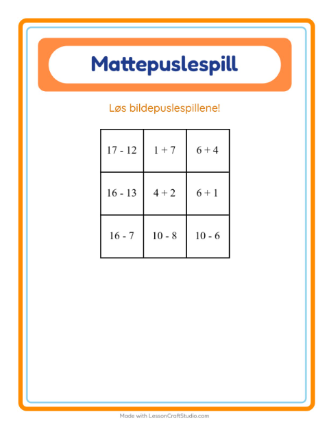 Forhåndsvisning av Mattepuslespill-arbeidsark med Jul for 1. trinn