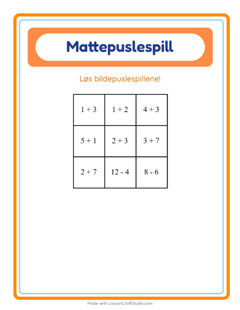 Forhåndsvisning av Mattepuslespill-arbeidsark med Ting som flyr for 1. trinn