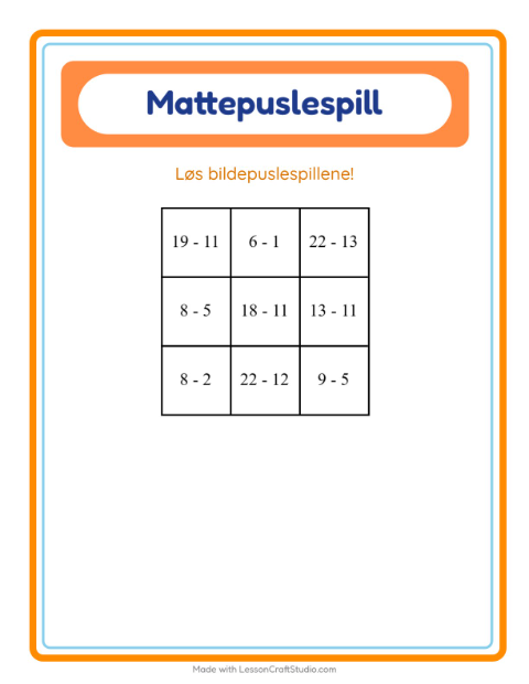 Forhåndsvisning av Mattepuslespill-arbeidsark med 4. juli for 1. trinn