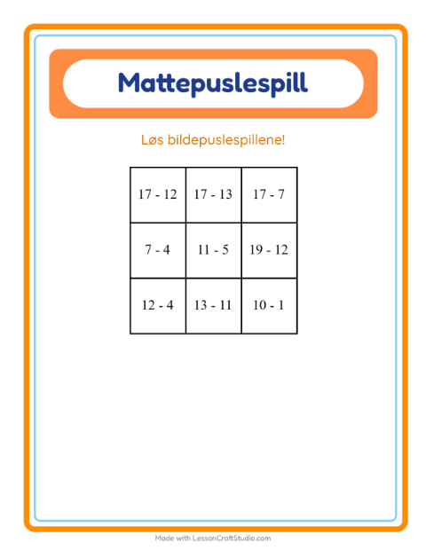 Forhåndsvisning av Mattepuslespill-arbeidsark med Desserter og godteri for 1. trinn