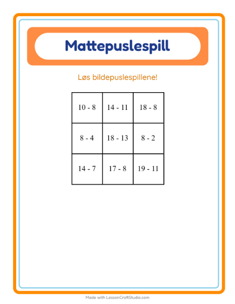 Forhåndsvisning av Mattepuslespill-arbeidsark med Former for 1. trinn