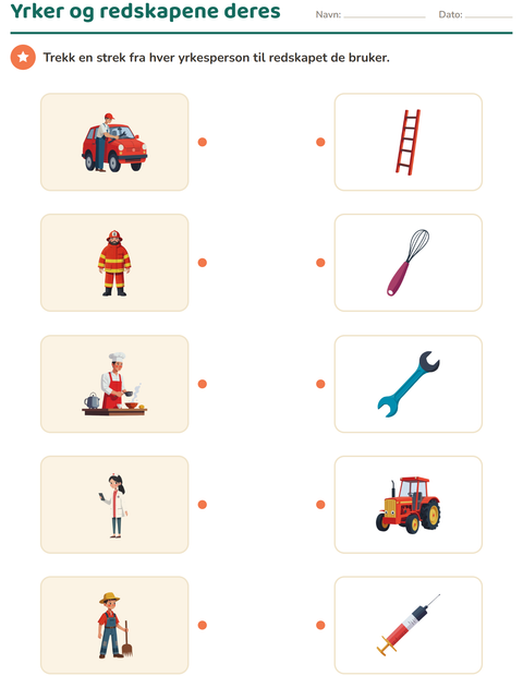 Forhåndsvisning av Para sammen i naturfag-arbeidsark for Barnehage (5-7 år)