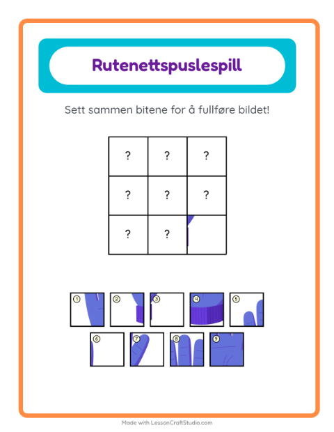 Forhåndsvisning av Rutenettmatch-arbeidsark med Klær for Barnehage (5-7 år)