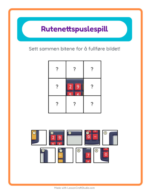 Forhåndsvisning av Rutenettmatch-arbeidsark med Klasserom for Barnehage (5-7 år)