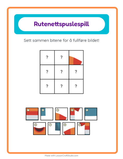 Forhåndsvisning av Rutenettmatch-arbeidsark med Sommer for Barnehage (5-7 år)