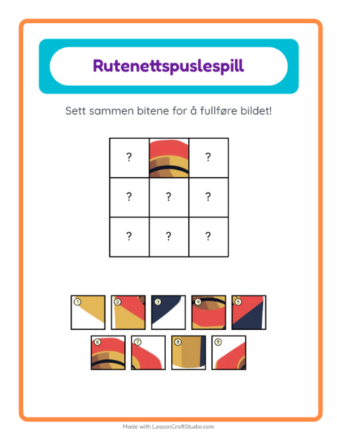 Forhåndsvisning av Rutenettmatch-arbeidsark med Verktøy for Barnehage (5-7 år)