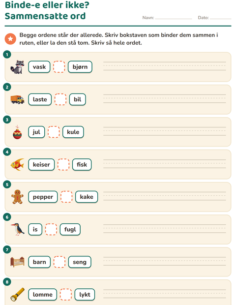 Binde-e eller ikke? Bokstaven mellom de to ordene
