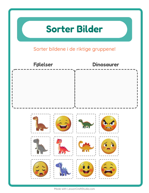 Forhåndsvisning av Sorter Bilder-arbeidsark for Barnehage (5-7 år)