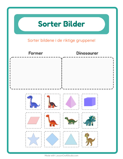 Forhåndsvisning av Sorter Bilder-arbeidsark for Barnehage (5-7 år)