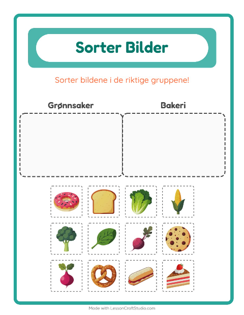 Sorter bildene: Grønnsaker og Bakeri