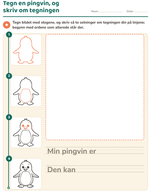 Forhåndsvisning av Tegn steg for steg-arbeidsark for 2. trinn