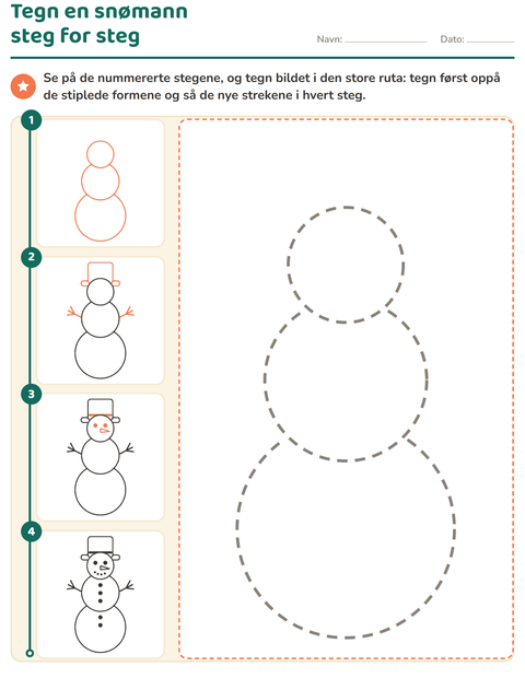 Forhåndsvisning av Tegn steg for steg-arbeidsark for Barnehage (5-7 år)