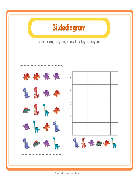 Forhåndsvisning av Tell I Diagram-arbeidsark med Dinosaurer for Barnehage (5-7 år)