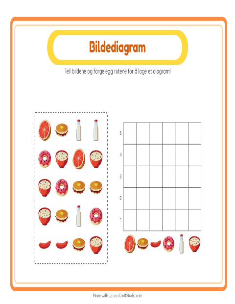 Forhåndsvisning av Tell I Diagram-arbeidsark med Frokost for Barnehage (5-7 år)